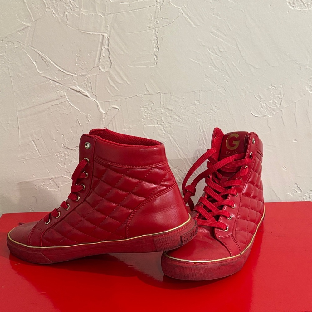 Red Quilted Guess Sneakers